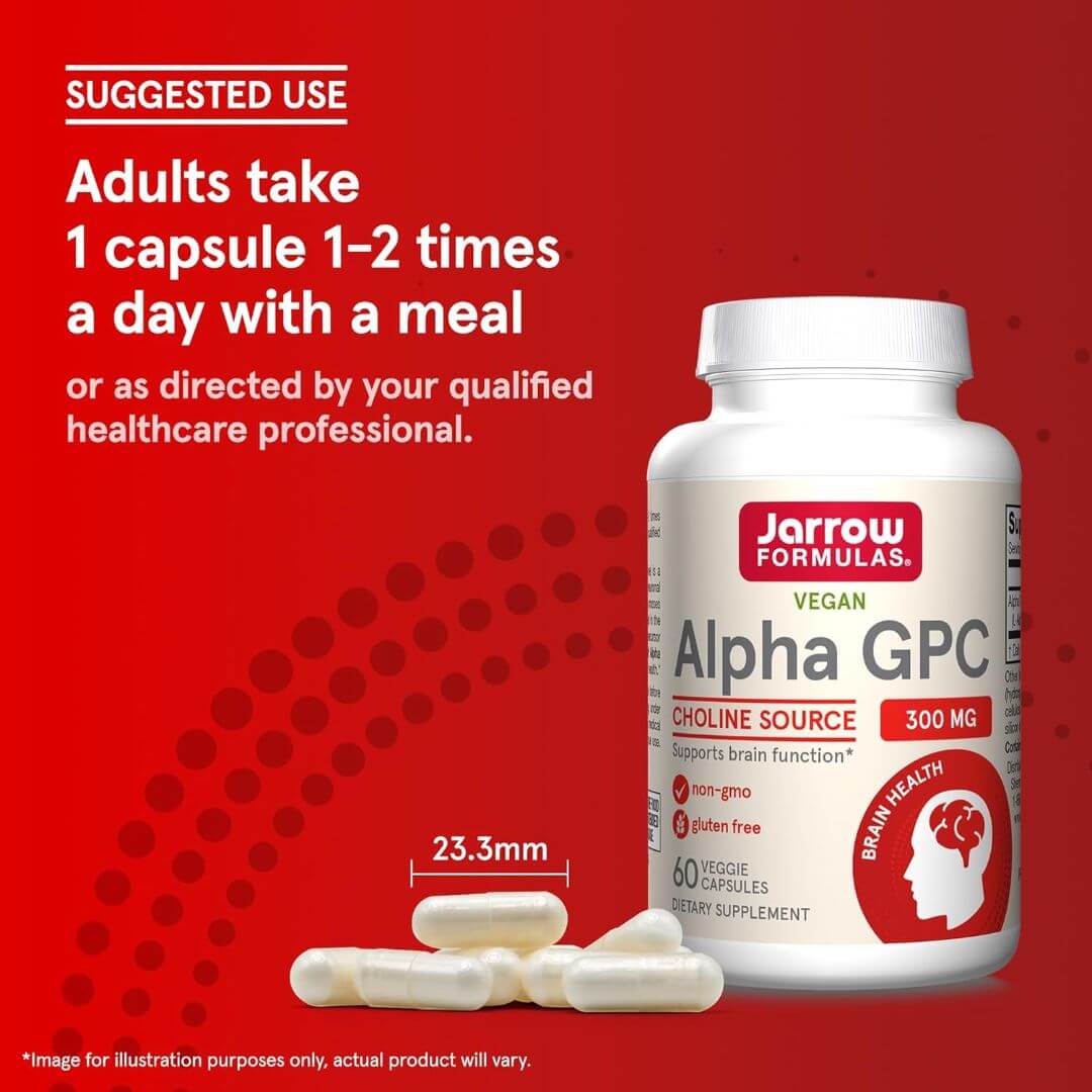 Jarrow Formulas Alpha GPC Choline Source 300mg 60 Veg Capsules,790011560029