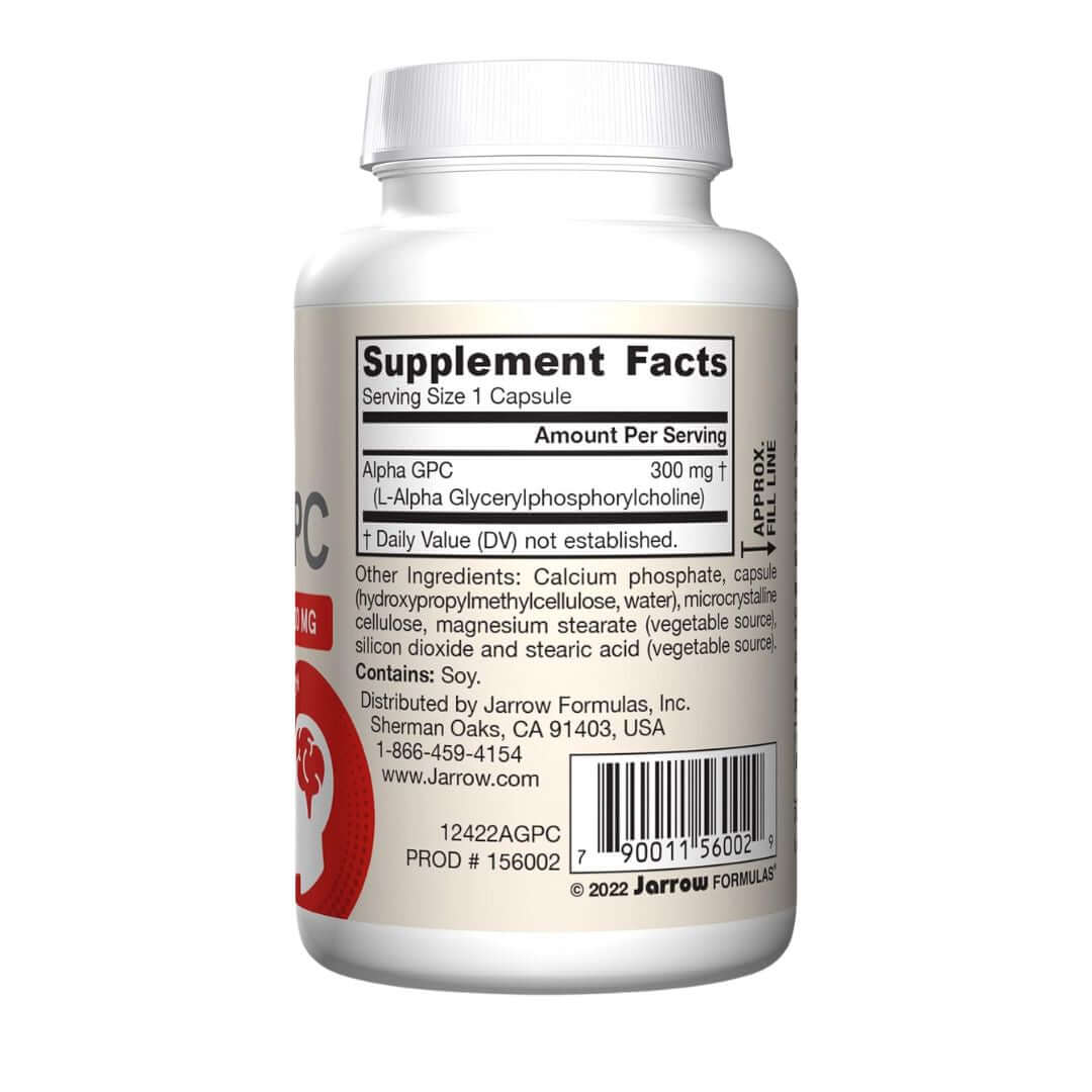 Jarrow Formulas Alpha GPC Choline Source 300mg 60 Veg Capsules,790011560029
