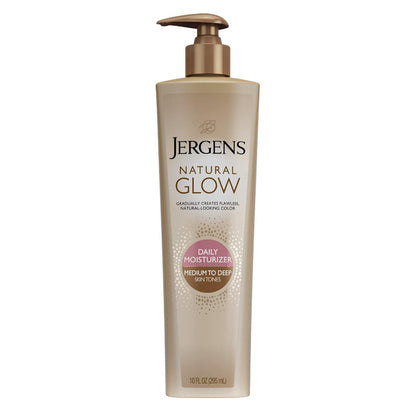 Jergens Jergens Natural Glow Self Tanner Body Lotion, Sunless Tanning, Medium To Deep Skin Tone, Daily Moisturizer With Coconut Oil, Vitamin E And Antioxidants 10 Oz