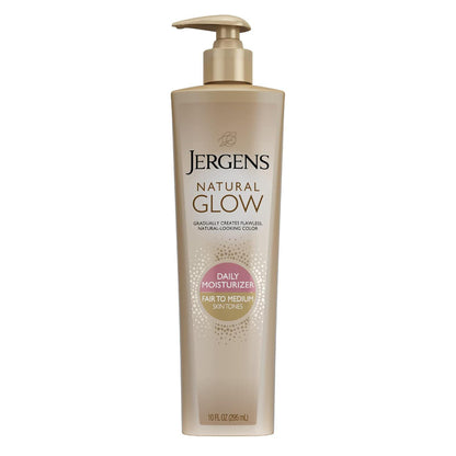 Jergens Jergens Natural Glow Self Tanner Body Lotion, Sunless Tanning, Fair To Medium Skin Tone, Daily Moisturizer With Coconut Oil, Vitamin E And Antioxidants, 10 Oz