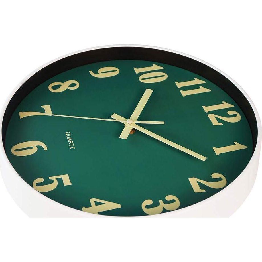 JoFomp Glow In The Dark Clock, 12 Inch Modern Silent Non Ticking Wall Clocks Battery Operated, Night Light Wall Clock For Living Room Decor, Wall Clock Decorative For Kitchen Bedroom (Green),