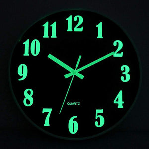 JoFomp Glow In The Dark Clock, 12 Inch Modern Silent Non Ticking Wall Clocks Battery Operated, Night Light Wall Clock For Living Room Decor, Wall Clock Decorative For Kitchen Bedroom (Green),
