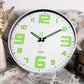 JoFomp Modern Night Light Wall Clock, 12 Inch Silent Non-Ticking Clock With Glow In The Dark Function, Battery Operate Lighted Wall Clock For Living Room Kitchen Bedroom Decor (White),