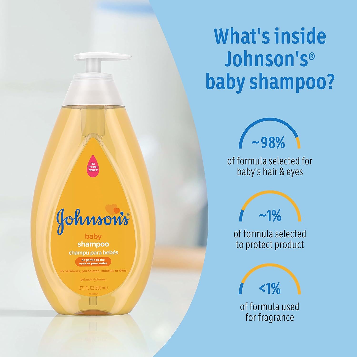 Johnson's Baby Shampoo With Tear-Free Formula, Shampoo For Baby's Delicate Scalp And Skin, Gently Washes Away Dirt And Germs, Paraben-, Phthalate-, Sulfate- And Dye-Free, 20.3 Fl. Oz,