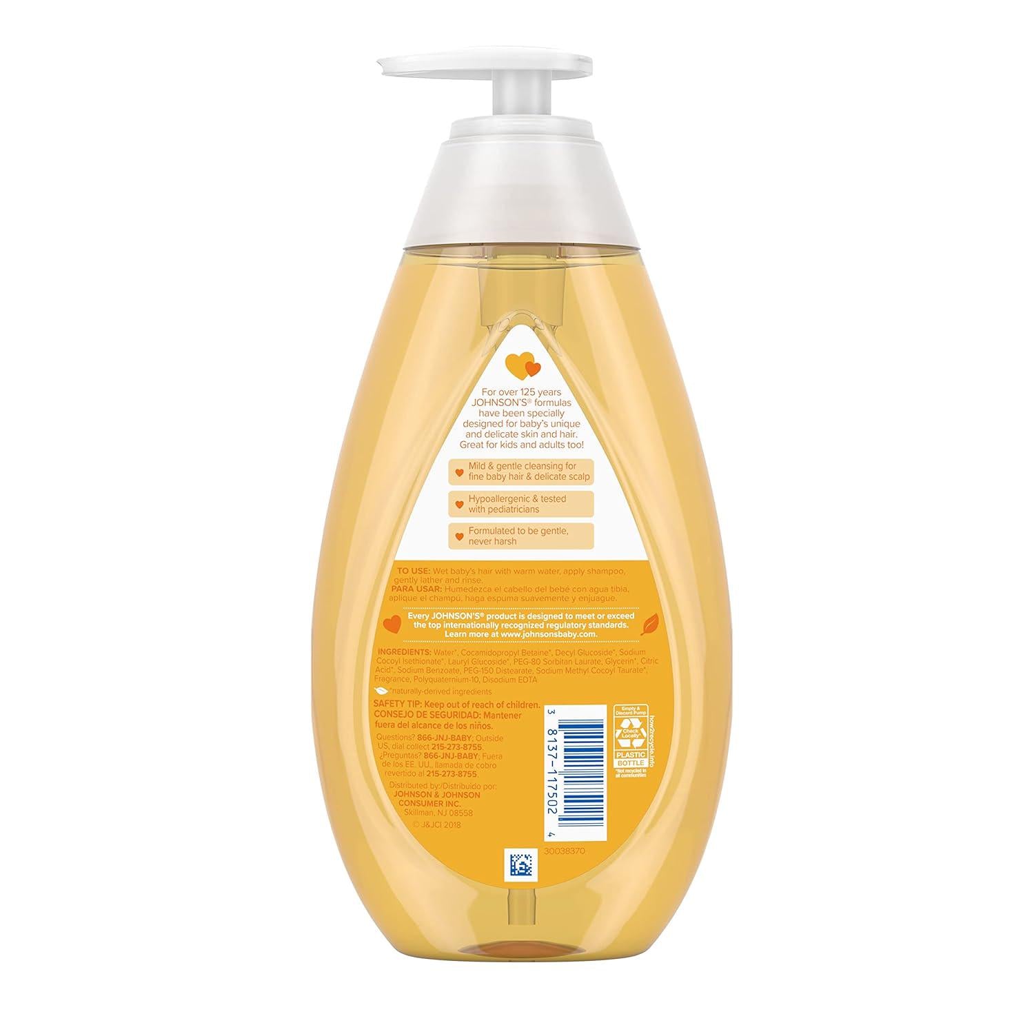Johnson's Baby Shampoo With Tear-Free Formula, Shampoo For Baby's Delicate Scalp And Skin, Gently Washes Away Dirt And Germs, Paraben-, Phthalate-, Sulfate- And Dye-Free, 20.3 Fl. Oz,