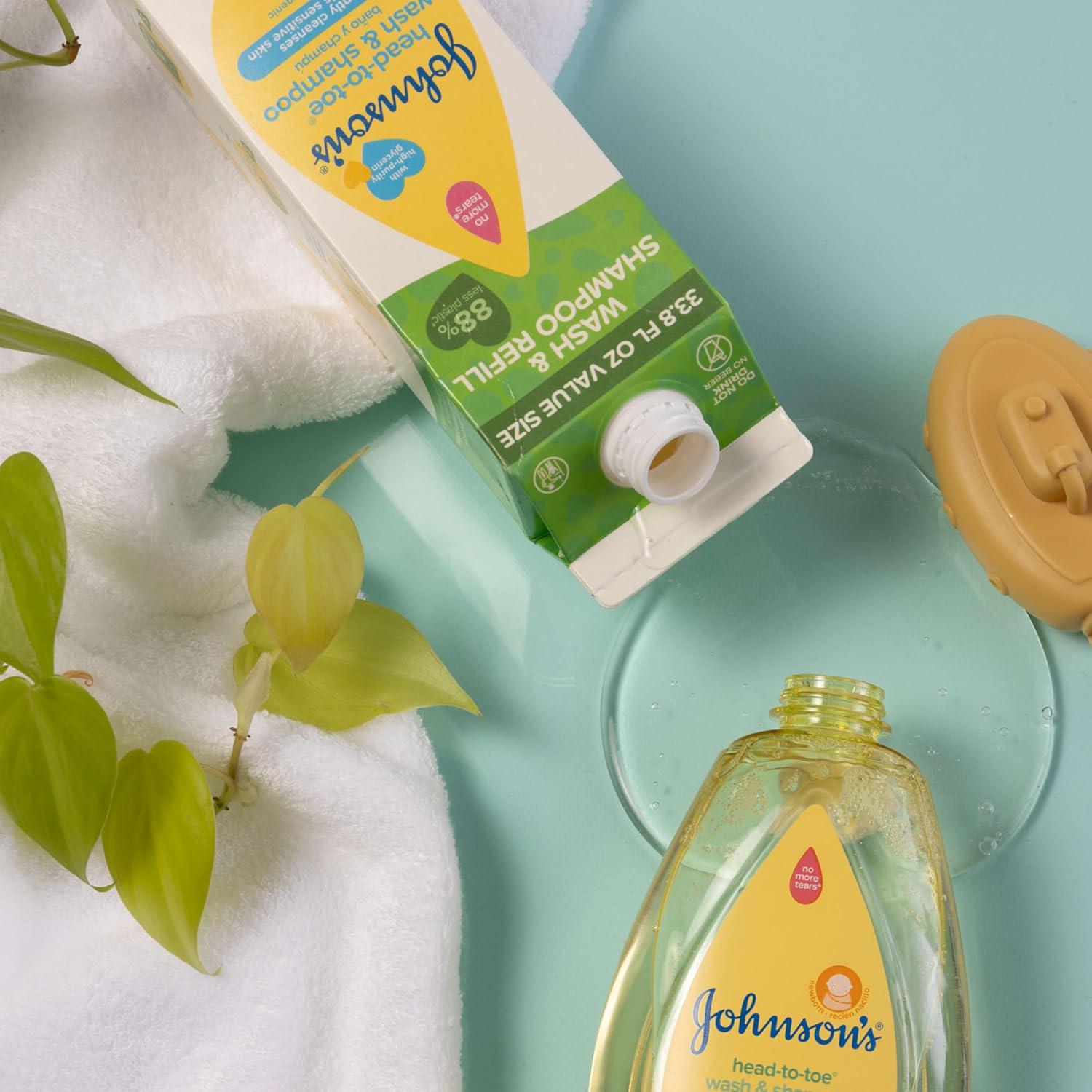 Johnson's Head-To-Toe Gentle Baby Body And Hair Wash, Tear-Free, Sulfate-Free And Hypoallergenic For Sensitive Skin, Value Size Refill, 33.8 Fl. Oz,