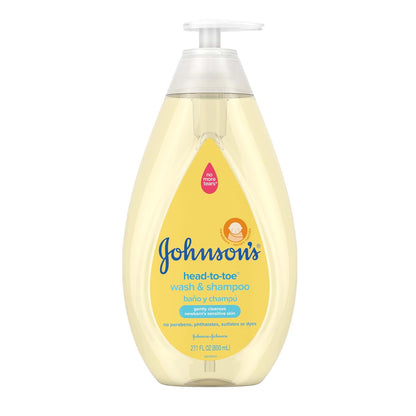Johnson's Head-to-Toe Gentle Tear-Free Baby And Newborn Wash And Shampoo, Sulfate-, Paraben- Phthalate- And Dye-Free, Hypoallergenic Wash For Sensitive Skin And Hair, 27.1 Fl. Oz,