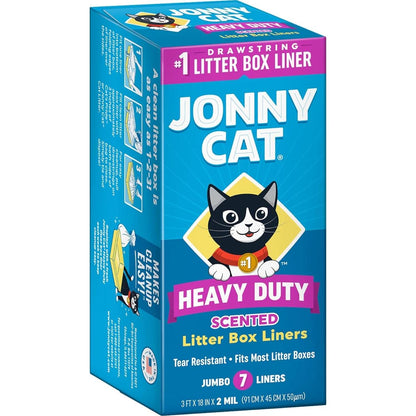 Jonny Cat Litter Box Liners: Fresh Scent - Heavy Duty - Tear And Leak Resistant - Drawstring Close - Jumbo, 7 Count,041334001578