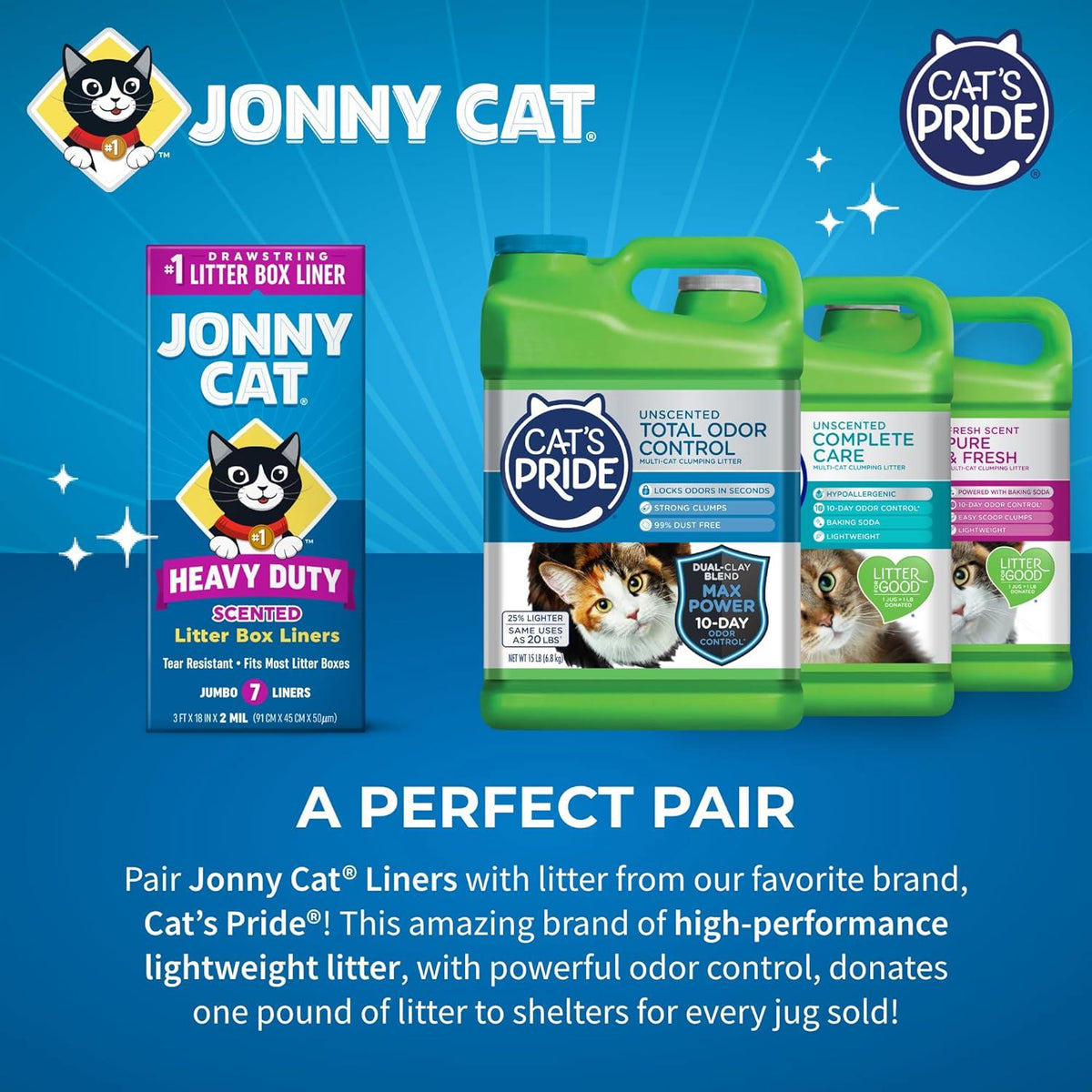Jonny Cat Litter Box Liners: Fresh Scent - Heavy Duty - Tear And Leak Resistant - Drawstring Close - Jumbo, 7 Count,041334001578