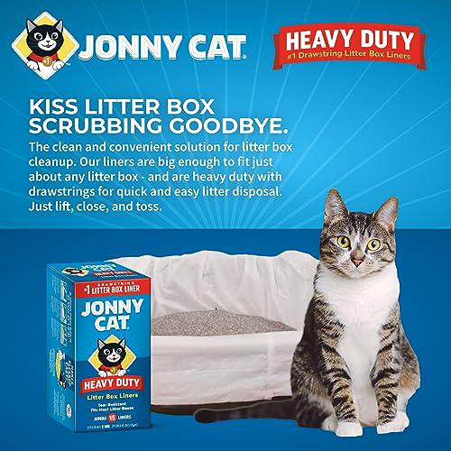 Jonny Cat Jumbo Litter Box Liners Drawstring Close Heavy Duty Tear and Leak Resistant 15 Count