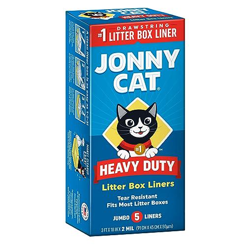 Jonny Cat Jumbo Litter Box Liners 5 Ct Heavy Duty Tear and Leak Resistant Drawstring