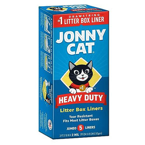 Jonny Cat Jumbo Litter Box Liners 5 Ct Heavy Duty Tear and Leak Resistant Drawstring