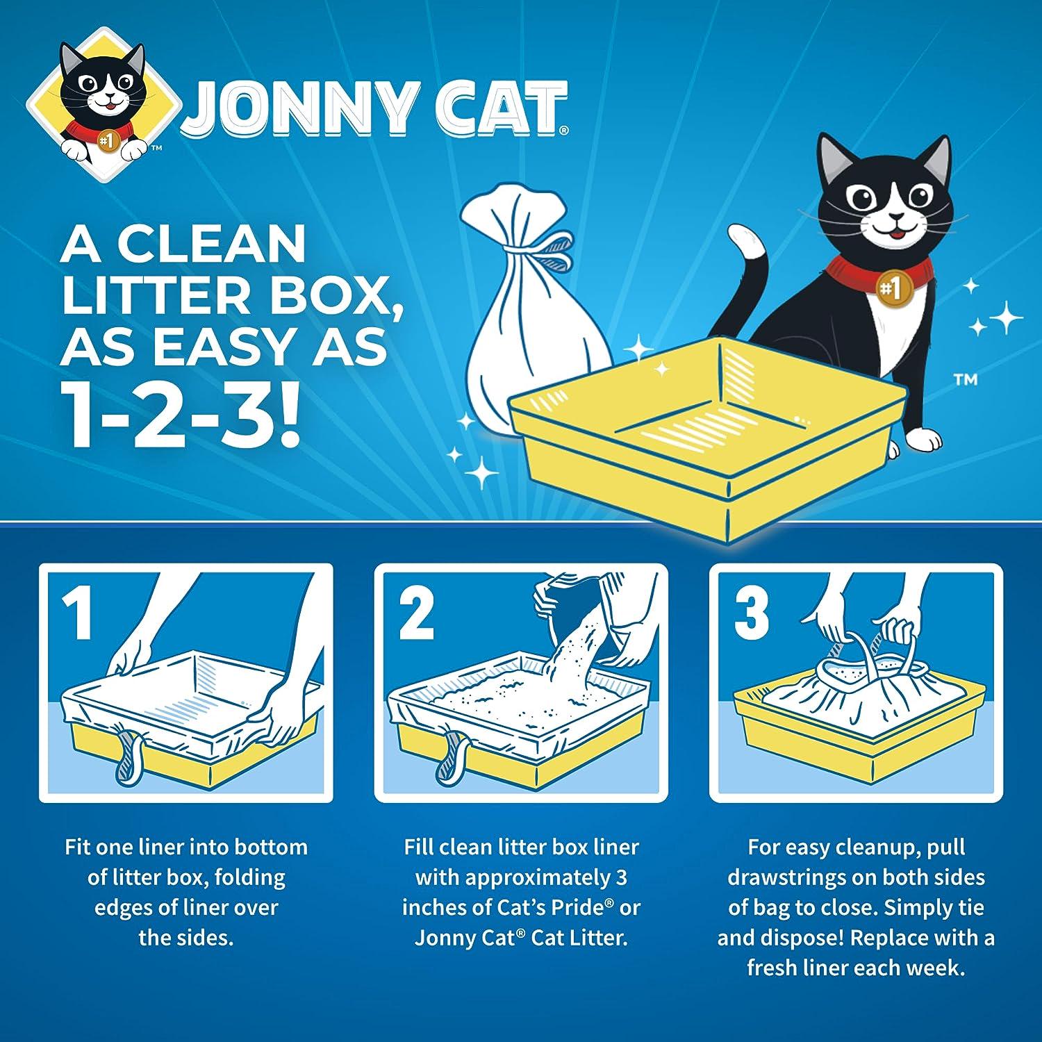 Jonny Cat Litter Box Liners: Fresh Scent - Heavy Duty - Tear And Leak Resistant - Drawstring Close - Jumbo, 7 Count,041334001578