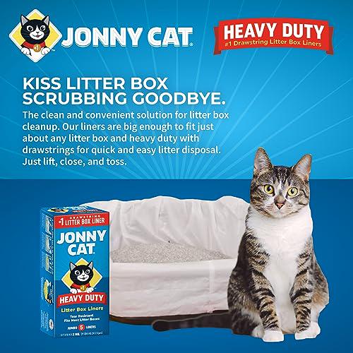 Jonny Cat Jumbo Litter Box Liners 5 Ct Heavy Duty Tear and Leak Resistant Drawstring