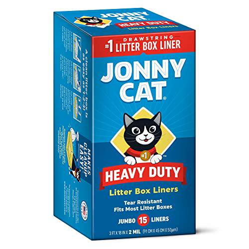 Jonny Cat Jumbo Litter Box Liners Drawstring Close Heavy Duty Tear and Leak Resistant 15 Count