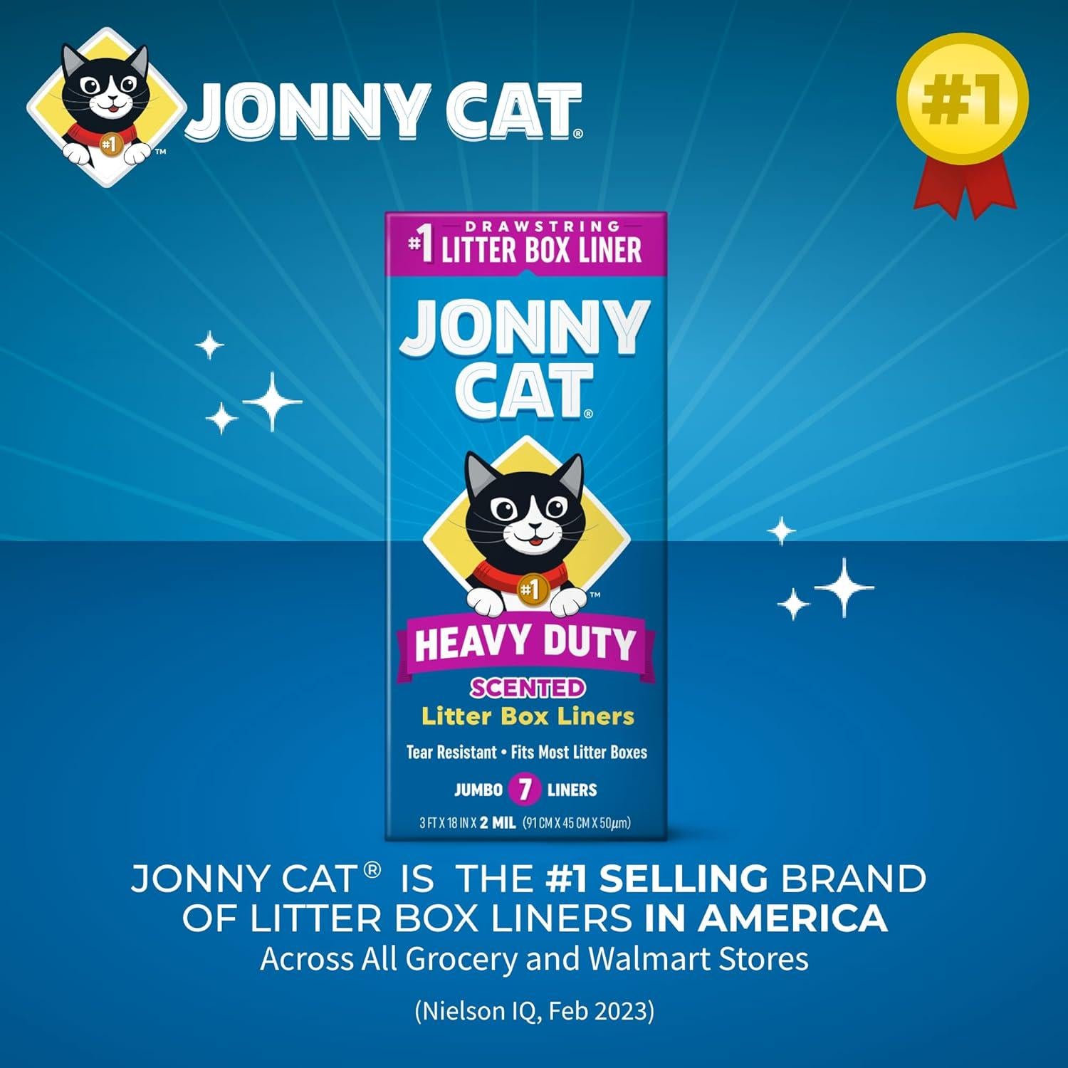 Jonny Cat Litter Box Liners: Fresh Scent - Heavy Duty - Tear And Leak Resistant - Drawstring Close - Jumbo, 7 Count,041334001578
