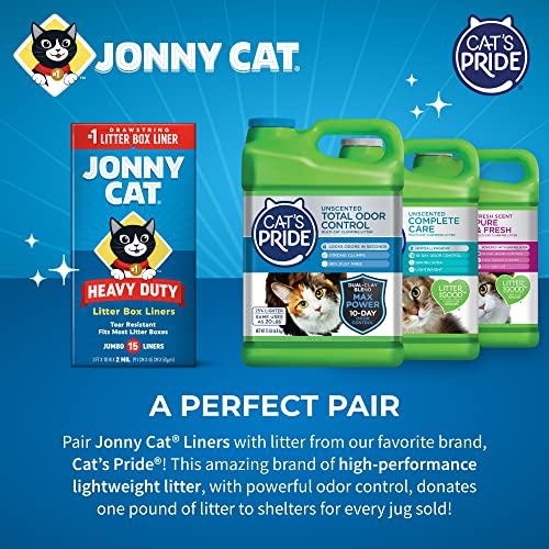 Jonny Cat Jumbo Litter Box Liners Drawstring Close Heavy Duty Tear and Leak Resistant 15 Count