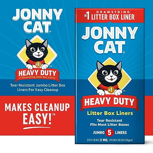 Jonny Cat Jumbo Litter Box Liners 5 Ct Heavy Duty Tear and Leak Resistant Drawstring