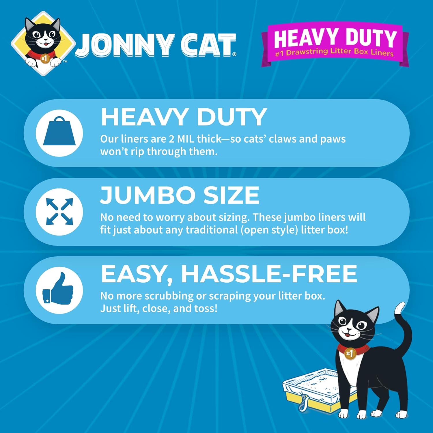 Jonny Cat Litter Box Liners: Fresh Scent - Heavy Duty - Tear And Leak Resistant - Drawstring Close - Jumbo, 7 Count,041334001578