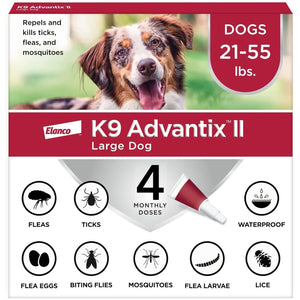 K9 Advantix II Flea Tick and Mosquito Prevention for Dogs 21 to 55 lbs 4 Month Supply Vet Recommended
