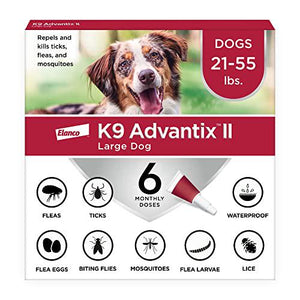 K9 Advantix II Flea Tick and Mosquito Treatment for Large Dogs 21–55 lbs 6 Month Vet Recommended Topical Supply