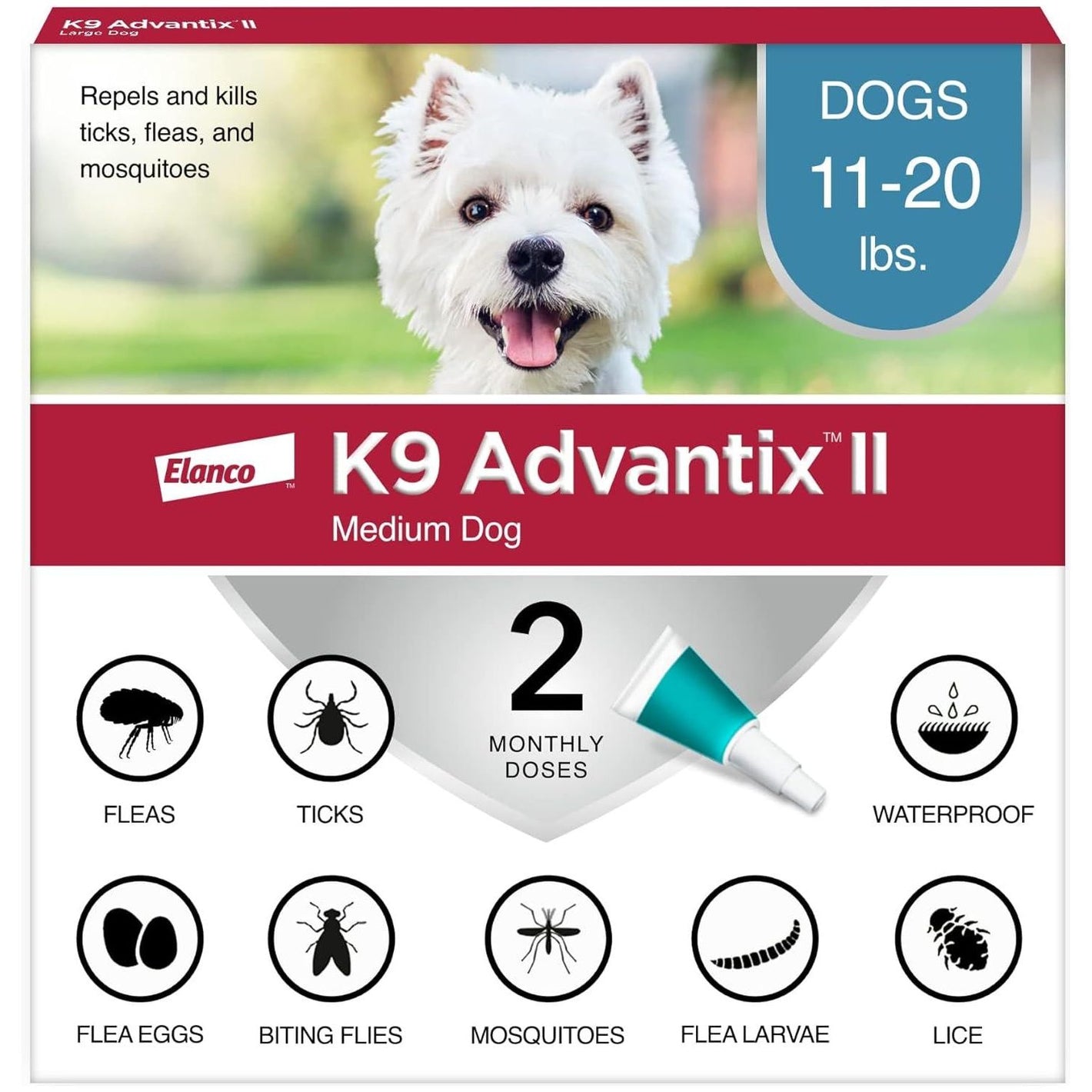 K9 Advantix II Flea and Tick Prevention for Dogs 11–20 lbs Vet Approved 2 Month