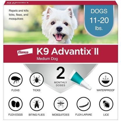 K9 Advantix II Flea and Tick Prevention for Dogs 11–20 lbs Vet Approved 2 Month
