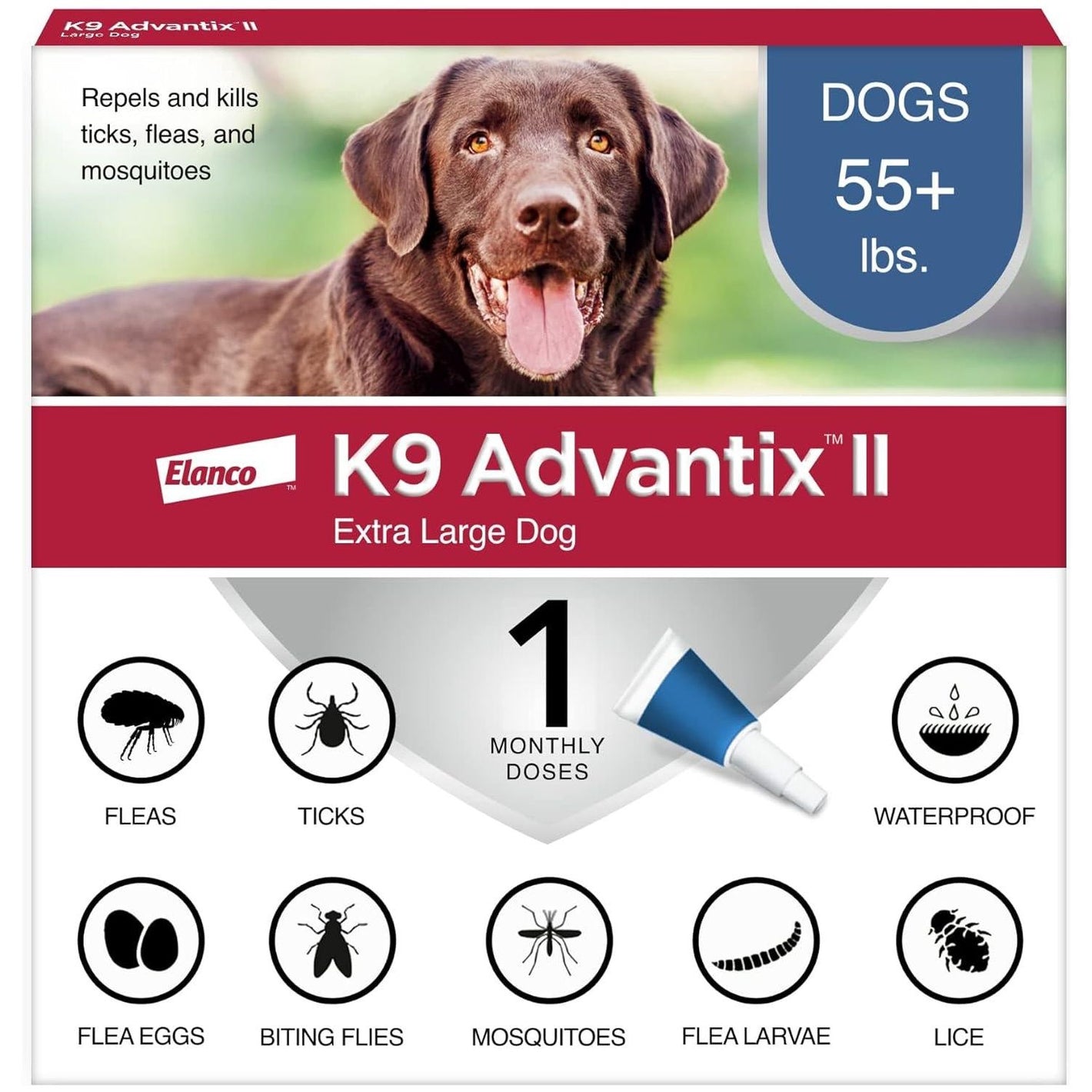 K9 Advantix II XL Dog Flea Tick Mosquito Treatment for Over 55 lbs Dogs 1 Month Supply Vet Recommended