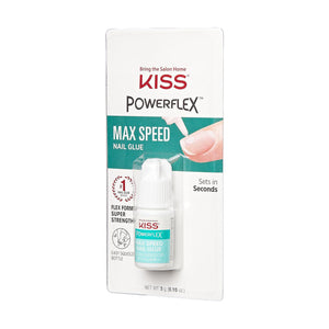 KISS KISS PowerFlex Maximum Speed Nail Glue - Fast Drying Adhesive For Glue-On Nails And Repairs With Nozzle Tip Applicator, Ideal For Tips And Wraps, Net Wt. 0.10 Oz (3g)