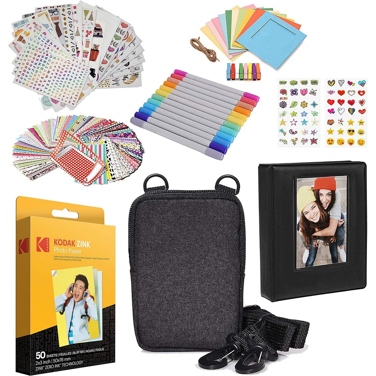 KODAK 2 X3 Premium Zink Photo Paper (50 Pack) Fun Accessory Kit With Photo Album, Case, Stickers, Markers And More,