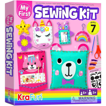 Krafun My First Sewing Kit for Kids with 7 DIY Plush Projects Arts and Crafts Gift for Boys and Girls