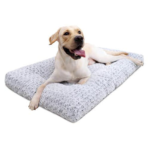 Ksiia Deluxe Plush Dog Bed 41 x 27 Inch Gray Anti Slip Kennel Pad for All Dog Sizes