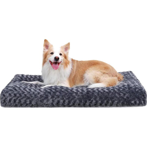 Ksiia Deluxe Washable Dog Bed 35 x 23 Plush Crate Mat Anti Slip Pad for Small Medium Large Dogs Dark Grey