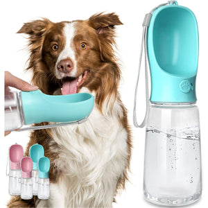 Kalimdor Dog Water Bottle 19 oz Portable Leak Proof Travel Dispenser with Feeder for Outdoor Walks Blue