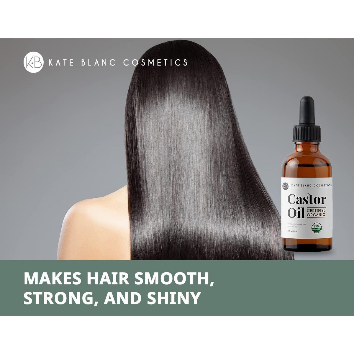 Kate Blanc Cosmetics Kate Blanc Cosmetics Castor Oil Organic (2oz), 100% Pure, Cold Pressed, Hexane Free. Stimulate Growth For Hair, Eyelashes, Eyebrows. Hair Treatment Starter Kit And Skin Moisturizer