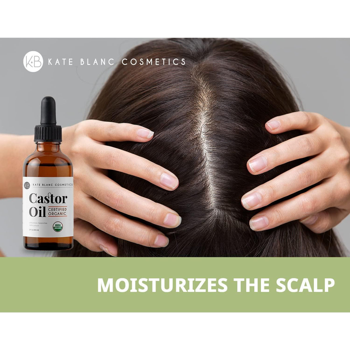 Kate Blanc Cosmetics Kate Blanc Cosmetics Castor Oil Organic (2oz), 100% Pure, Cold Pressed, Hexane Free. Stimulate Growth For Hair, Eyelashes, Eyebrows. Hair Treatment Starter Kit And Skin Moisturizer