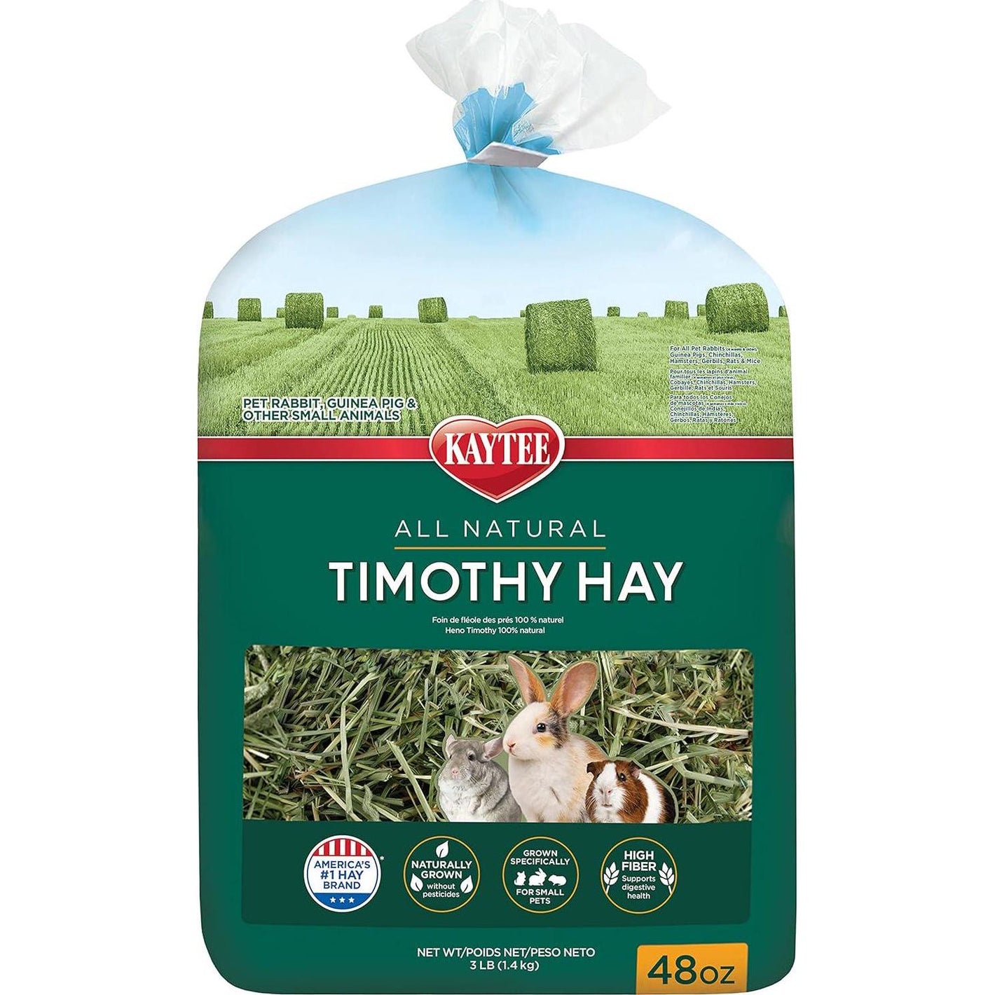 Kaytee All Natural Timothy Hay for Rabbits Guinea Pigs and Small Animals 3 lb Bag