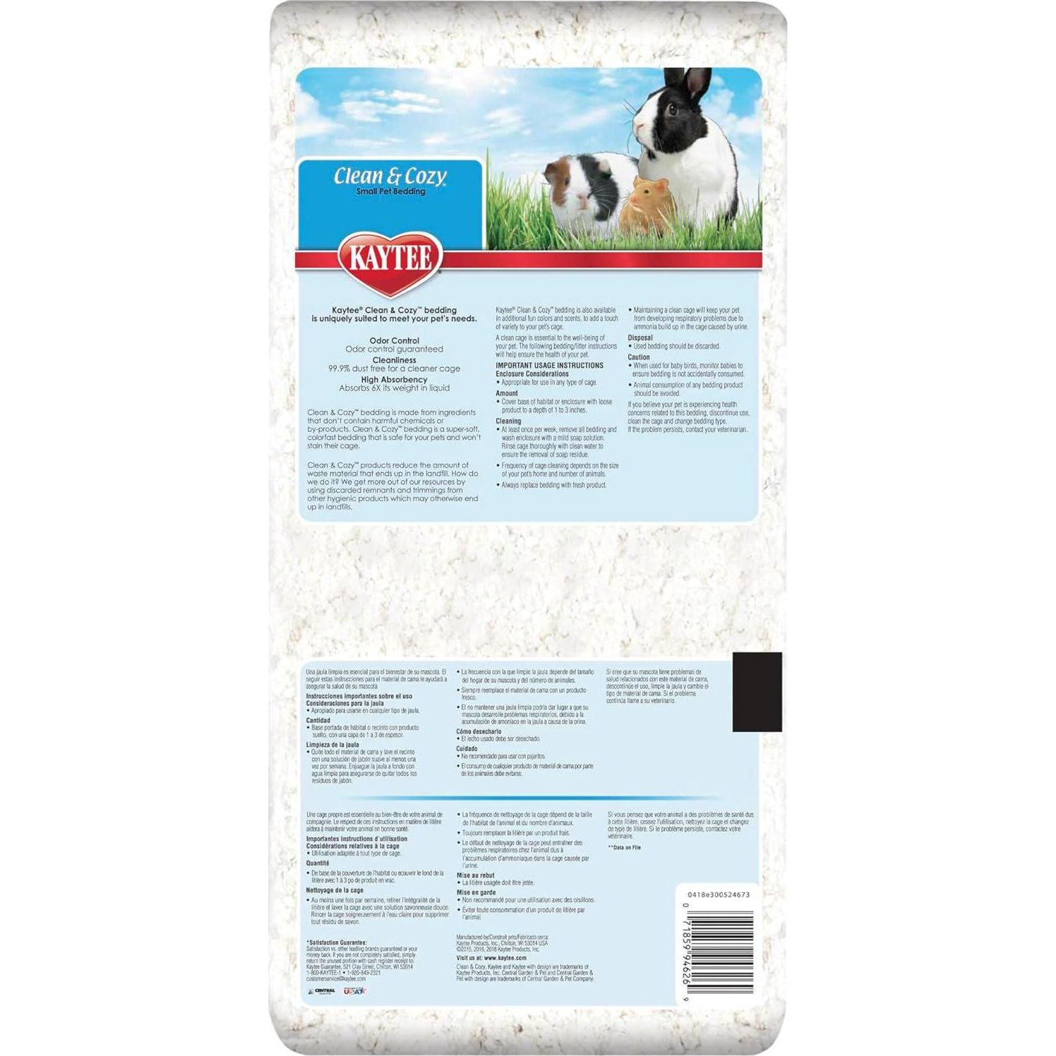 Kaytee Clean And Cozy White Small Animal Pet Bedding For Pet Guinea Pigs, Rabbits, Hamsters, Gerbils, And Chinchillas, 24.6 Liters,
