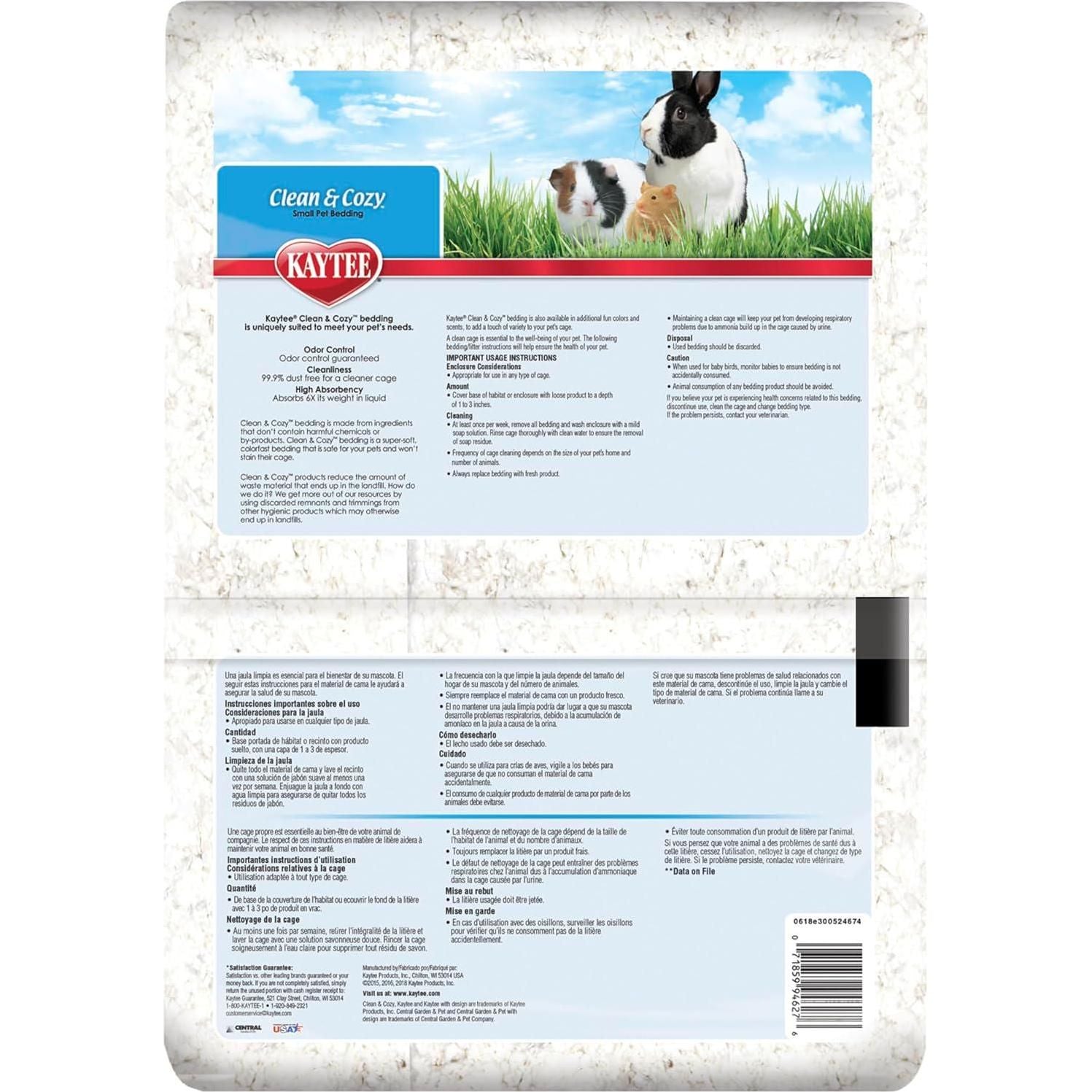 Kaytee Clean And Cozy White Paper Bedding, Made For Small Animals, 49.2 Liters,