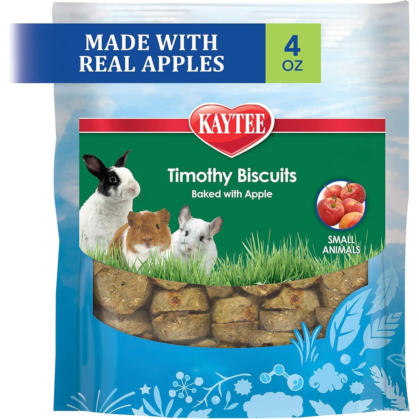 Kaytee Apple Timothy Biscuits, 4 oz, Baked Treat for Guinea Pigs, Rabbits & Small Animals