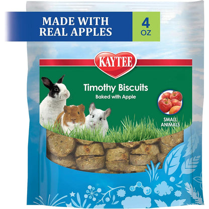 Kaytee Apple Timothy Biscuits, 4 oz, Baked Treat for Guinea Pigs, Rabbits & Small Animals
