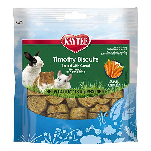 Kaytee Timothy Biscuits Baked Treats for Rabbits Guinea Pigs and Small Pets Carrot Flavor 4 oz