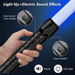 Kenpora Light Sabers for Kids, 2-in-1 Expandable Swords with FX Sound, Birthday/Halloween Galaxy Warrior Toy Set