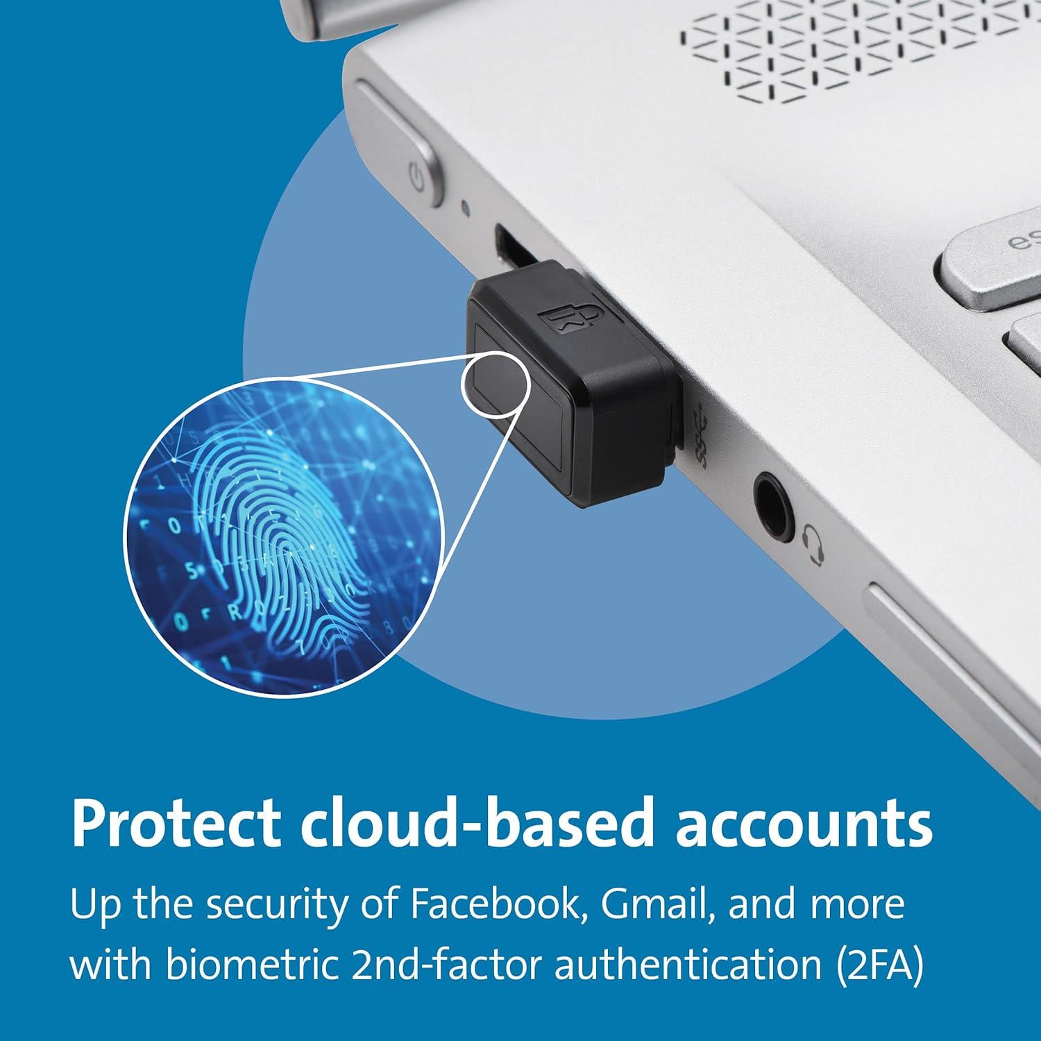 Kensington VeriMark Gen1 USB-A Fingerprint Key Reader - Windows Hello, Anti-Spoofing (K67977WW),