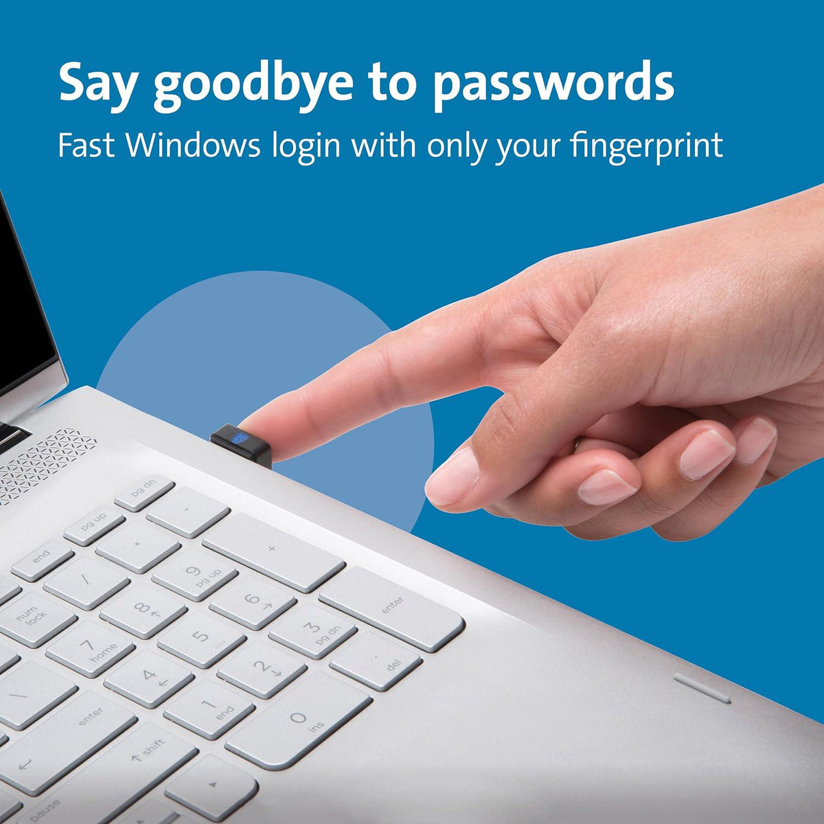 Kensington VeriMark Gen1 USB-A Fingerprint Key Reader - Windows Hello, Anti-Spoofing (K67977WW),