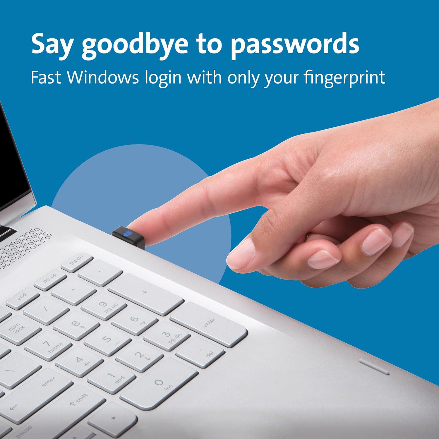Kensington VeriMark Gen1 USB-A Fingerprint Key Reader - Windows Hello, Anti-Spoofing (K67977WW),