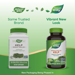 Nature's Way Whole Thallus Kelp 180 Veg Capsules,033674145081