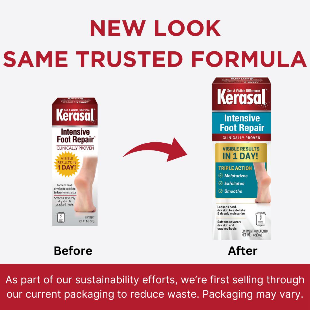 Kerasal Kerasal Intensive Foot Repair, Skin Healing Ointment For Cracked Heels And Dry Feet, 1 Oz