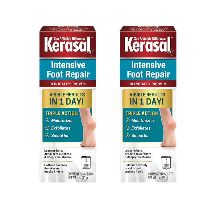 Kerasal Kerasal Intensive Foot Repair Skin Healing Ointment For Cracked Heels And Dry Feet 1 Oz , 2 Count, (Pack Of 2)