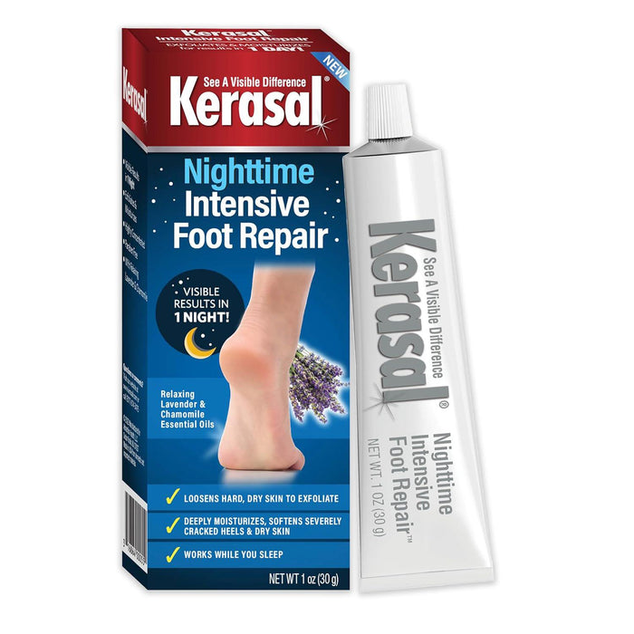 Kerasal Kerasal Nighttime Intensive Foot Repair, Skin Healing Ointment For Cracked Heels And Dry Feet, 1 Oz